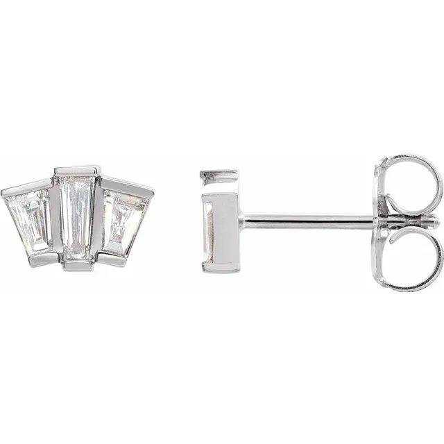 14K White 1/3 CTW Diamond Geometric Cluster Earrings-