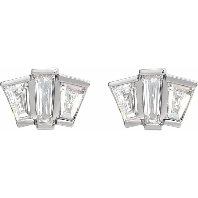 14K White 1/3 CTW Diamond Geometric Cluster Earrings-