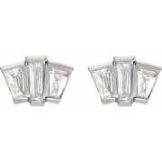 14K White 1/3 CTW Diamond Geometric Cluster Earrings-