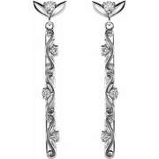 14K White 1/8 CTW Diamond Vintage-Inspired Dangle Earrings-