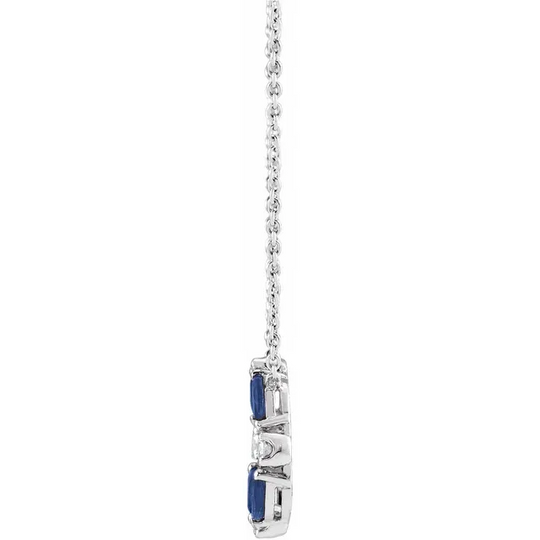 14K White Blue Sapphire & 1/1 CTW Diamond Circle 18" Necklace