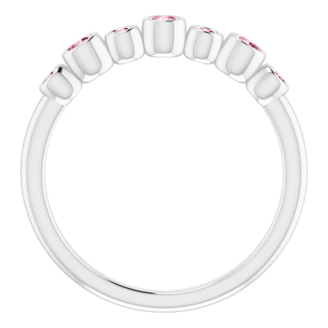 14K White Pink Tourmaline Bezel-Set Ring-