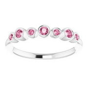 14K White Pink Tourmaline Bezel-Set Ring-