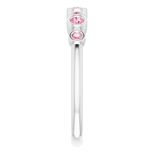 14K White Pink Tourmaline Bezel-Set Ring-