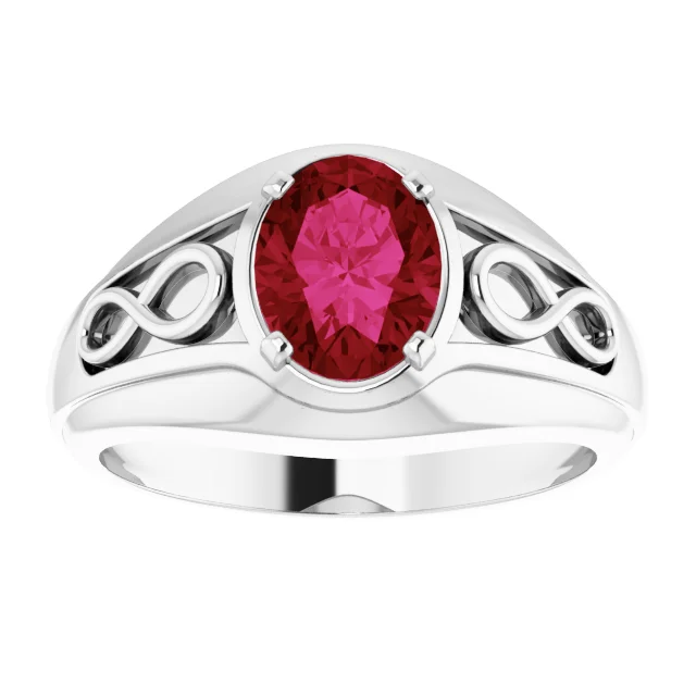 14K White Lab-Grown Ruby Infinity Ring-