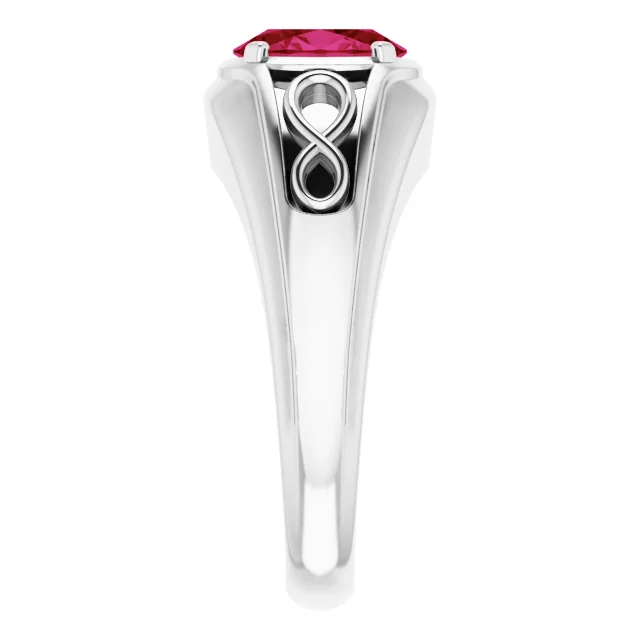 14K White Lab-Grown Ruby Infinity Ring-