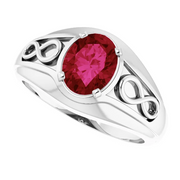 14K White Lab-Grown Ruby Infinity Ring-