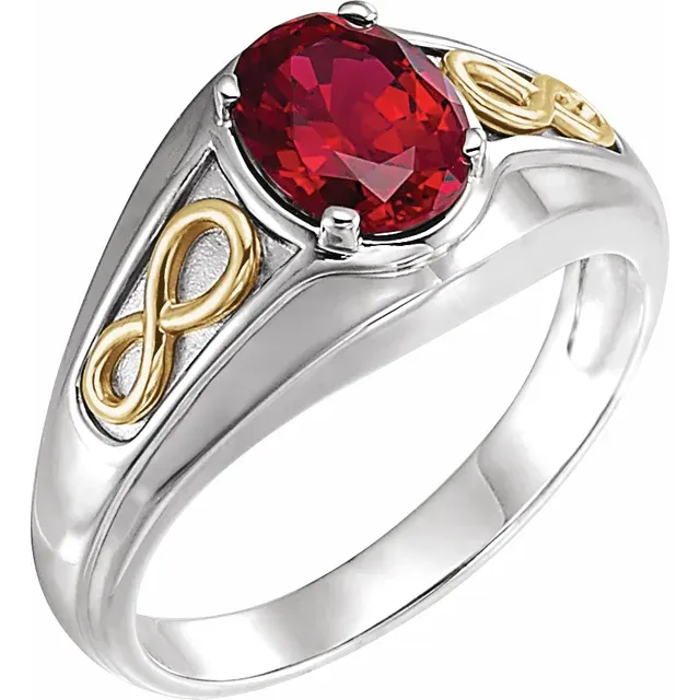 14K White Lab-Grown Ruby Infinity Ring-