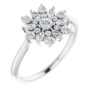 14K White 1/2 CTW Diamond Vintage-Inspired Ring-