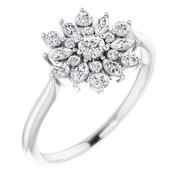 14K White 1/2 CTW Diamond Vintage-Inspired Ring-