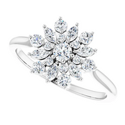 14K White 1/2 CTW Diamond Vintage-Inspired Ring-