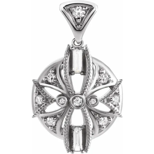 14K White 1/4 CTW Diamond Vintage-Inspired Pendant-