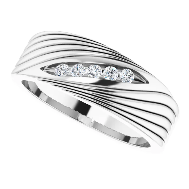 14K White 1/6 CTW Diamond Men's Ring-
