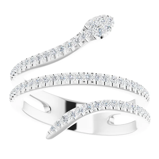 14K White 1/3 CTW Diamond Snake Ring-