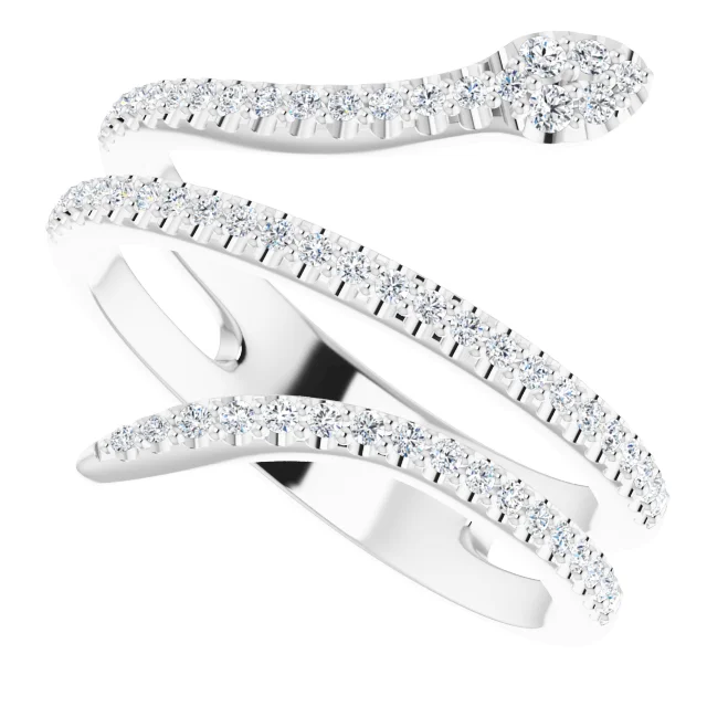 14K White 1/3 CTW Diamond Snake Ring-