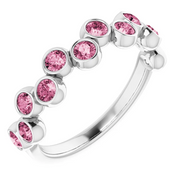 14K White Pink Tourmaline Bezel-Set Ring-