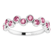 14K White Pink Tourmaline Bezel-Set Ring-