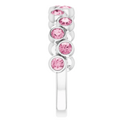 14K White Pink Tourmaline Bezel-Set Ring-