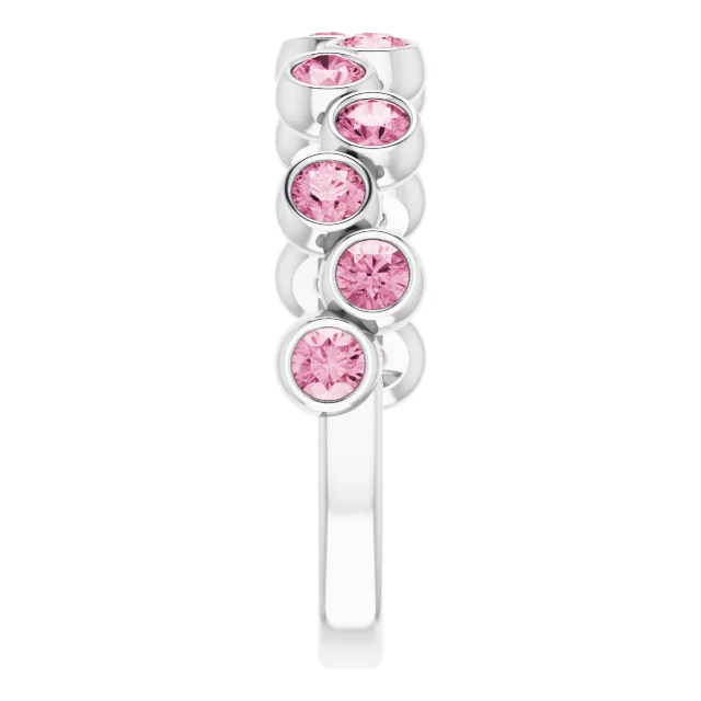 14K White Pink Tourmaline Bezel-Set Ring-