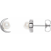 14K White Freshwater Cultured Pearl Earrings-