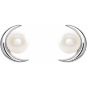 14K White Freshwater Cultured Pearl Earrings-