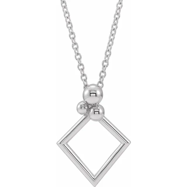 14K White Geometric 16-18" Necklace-