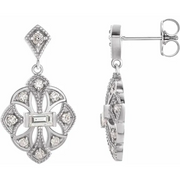 14K White 3/8 CTW Diamond Vintage-Inspired Earrings-