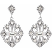 14K White 3/8 CTW Diamond Vintage-Inspired Earrings-