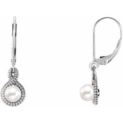 14K White Freshwater Cultured Pearl Beaded Earrings-