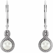 14K White Freshwater Cultured Pearl Beaded Earrings-