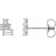 14K White 1/4 CTW Diamond Geometric Cluster Earrings-