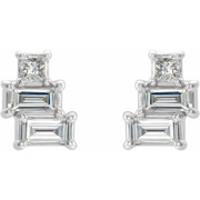 14K White 1/4 CTW Diamond Geometric Cluster Earrings-