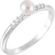 14K White Freshwater Cultured Pearl & .05 CTW Diamond Ring-