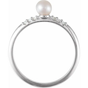 14K White Freshwater Cultured Pearl & .05 CTW Diamond Ring-