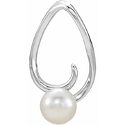 14K White Freshwater Cultured Pearl Freeform Pendant-