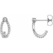 14K White 1/3 CTW Diamond J-Hoop Earrings-