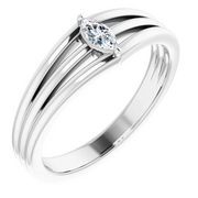 14K White 1/8 CT Diamond Geometric Ring-