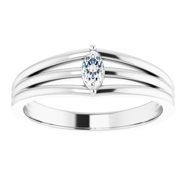 14K White 1/8 CT Diamond Geometric Ring-