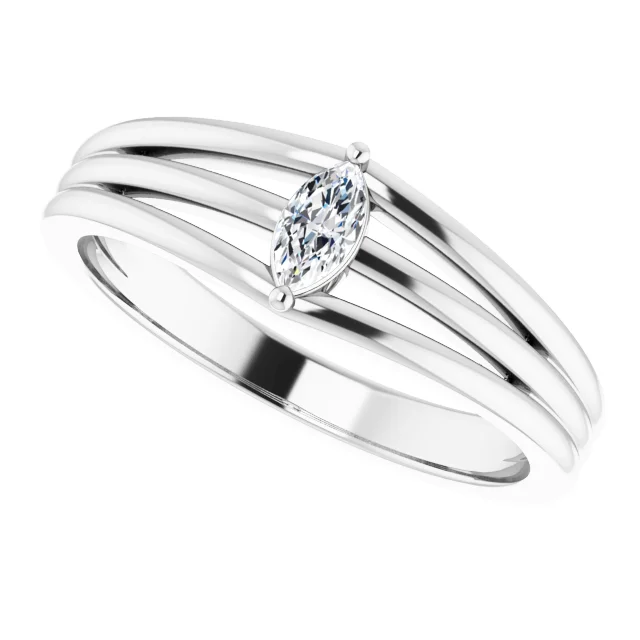 14K White 1/8 CT Diamond Geometric Ring-