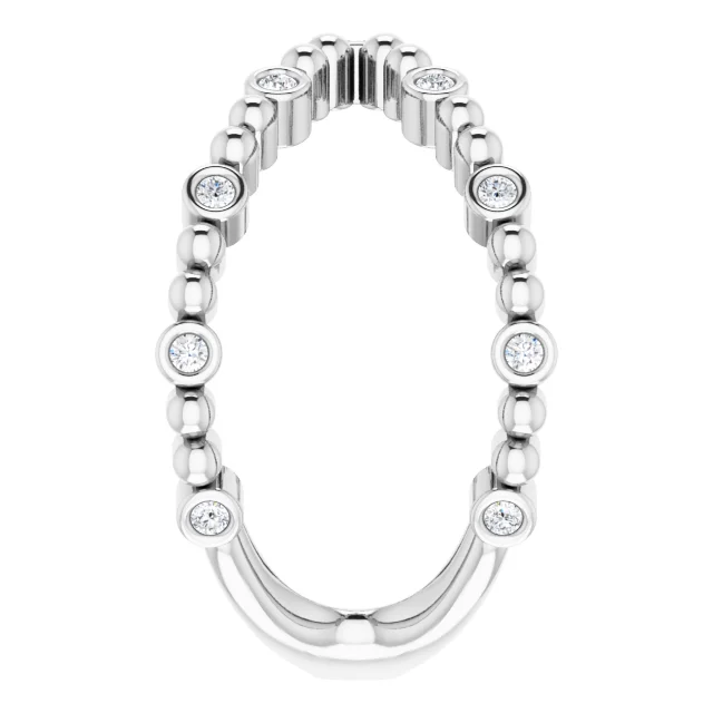 14K White 1/6 CTW Diamond Beaded Negative Space Ring-