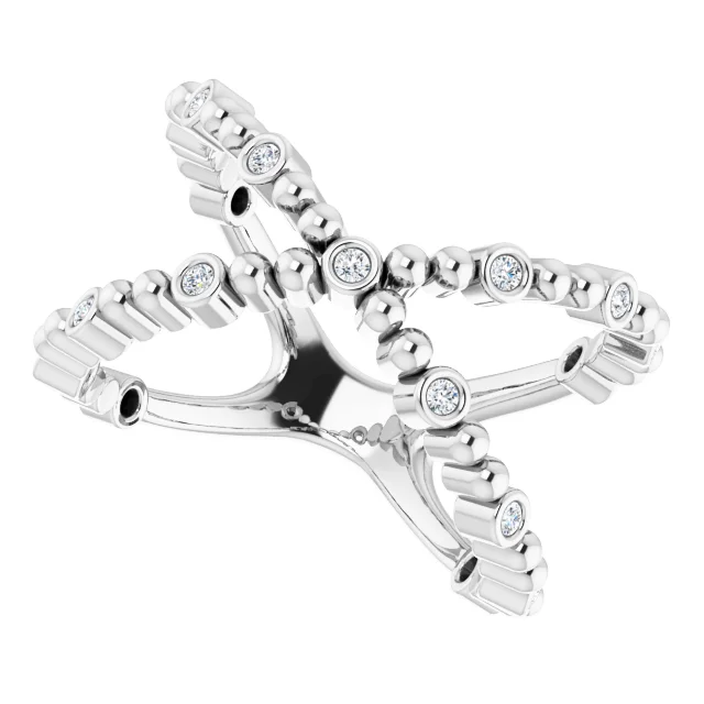 14K White 1/6 CTW Diamond Beaded Negative Space Ring-