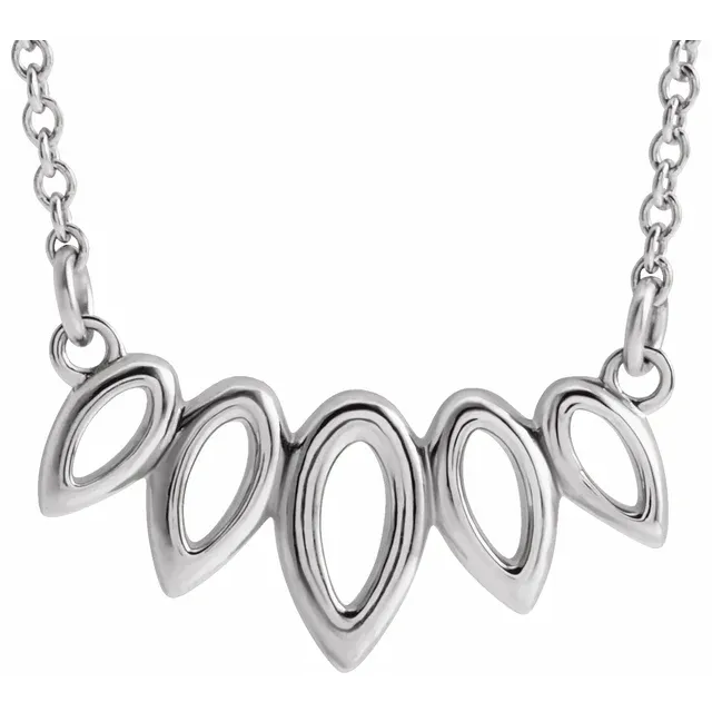 14K White Leaf 16-18" Necklace-
