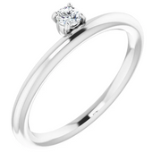 14K White 1/10 CT Diamond Stackable Ring-