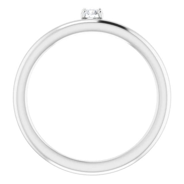 14K White 1/10 CT Diamond Stackable Ring-