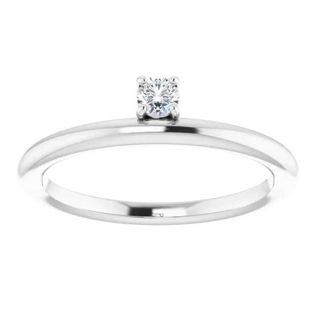 14K White 1/10 CT Diamond Stackable Ring-
