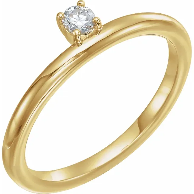 14K White 1/10 CT Diamond Stackable Ring-