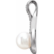 14K White Freshwater Cultured Pearl & .04 CTW Diamond Pendant-