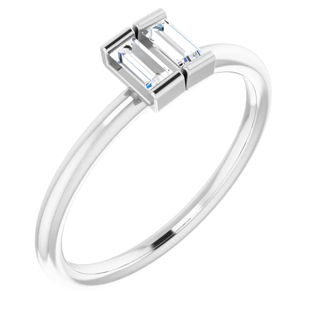 14K White 1/4 CTW Diamond Two-Stone Ring-