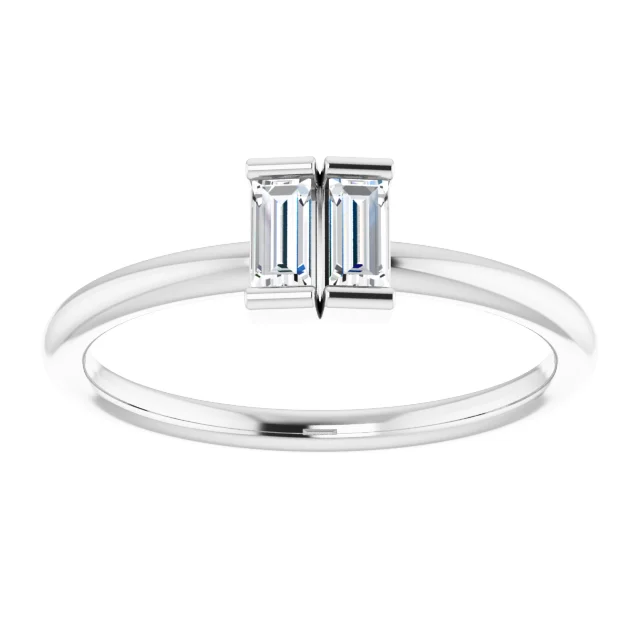 14K White 1/4 CTW Diamond Two-Stone Ring-