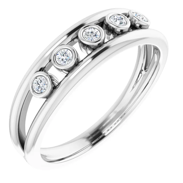 14K White 1/8 CTW Diamond Negative Space Ring-